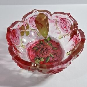 Red Floral Resin Bowl